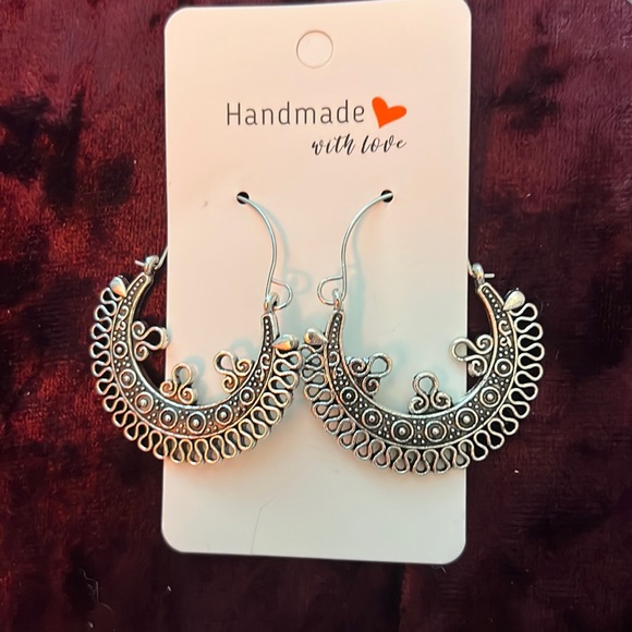 Jewelry - Handmade Silver Bohemian Earrings Hoops New